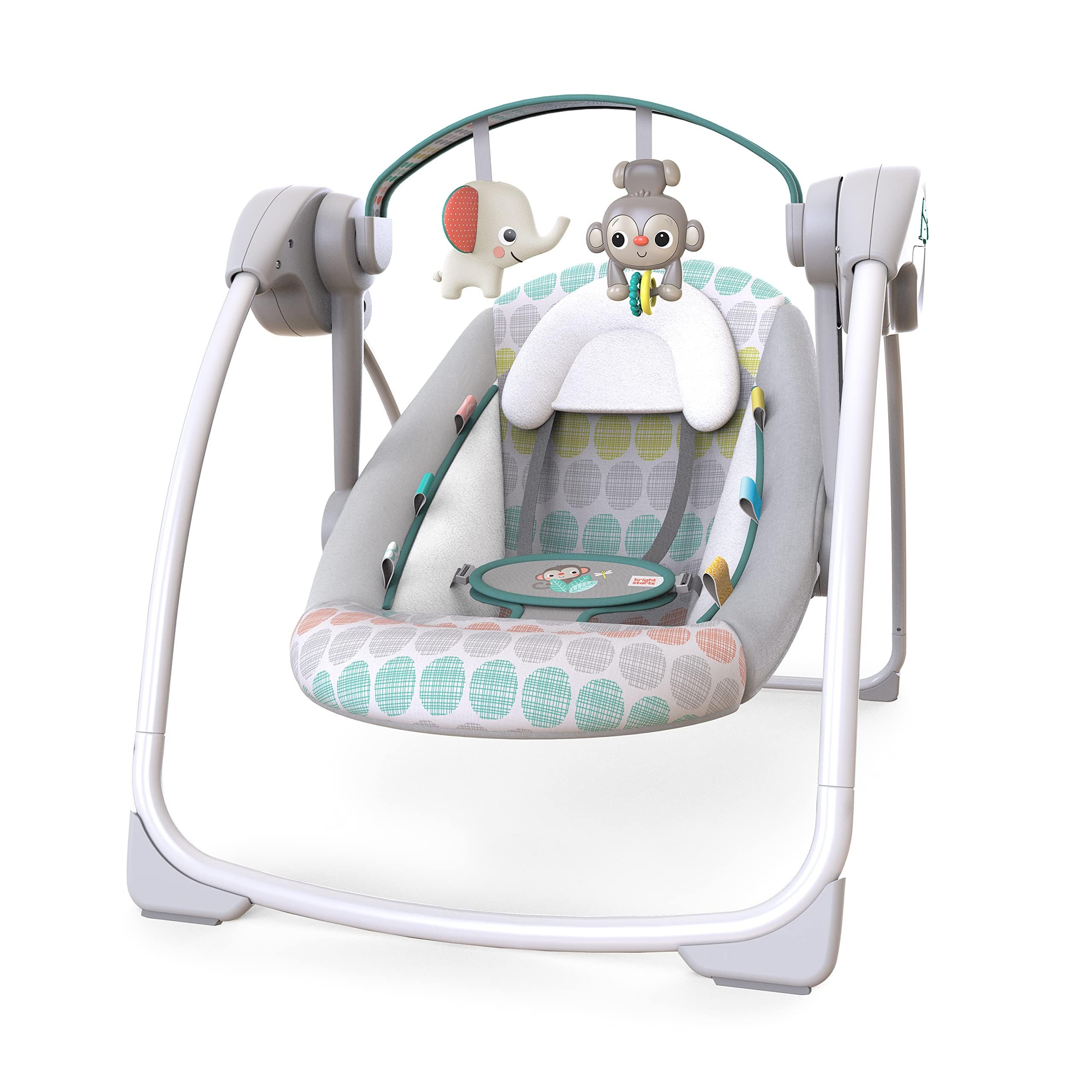 Bright Starts Whimsical Wild Automatische Babyschaukel – Tragbar & Zusammenklappbar mit 6 Melodien