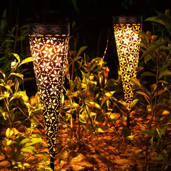 2er Set Metall Solarleuchten mit Rostoptik – Warmweiße LED Gartenbeleuchtung IP65 für Außen