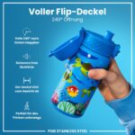 ion8 Kinder Trinkflasche 400ml Edelstahl – Auslaufsicher mit Einhandöffnung – Bild 4