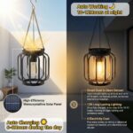 Kimuwote 2er-Set Hängesolarlampen – Retro-Laternen IP65 wasserdicht für Garten & Terrasse – Bild 3