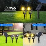 T-SUN Solar-Gartenstrahler 2in1 mit 3m Kabel – IP65 Solarleuchte Warmweiss für Garten – Bild 5