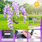Ninonly Solarleuchten Garten 2er Set – Glyzinien mit lilassem LED-Licht für Außen – Bild 7
