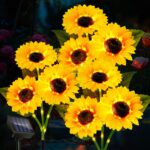 Liuyife 3er Set Solar-Sonnenblumen – 9 LED-Blüten mit warmweissem Licht für Garten & Friedhof