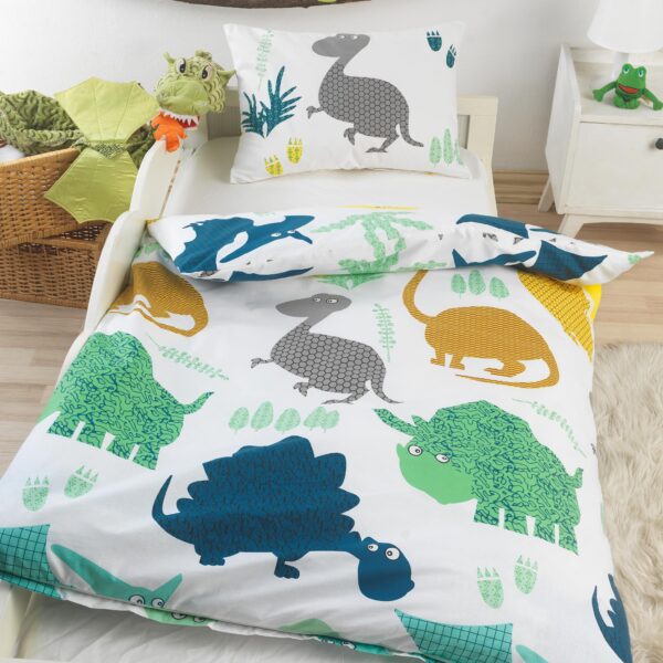 BaSaTex Baby-Bettwäsche Set 100x135 cm Dinos – Bio-Baumwolle GOTS-zertifiziert