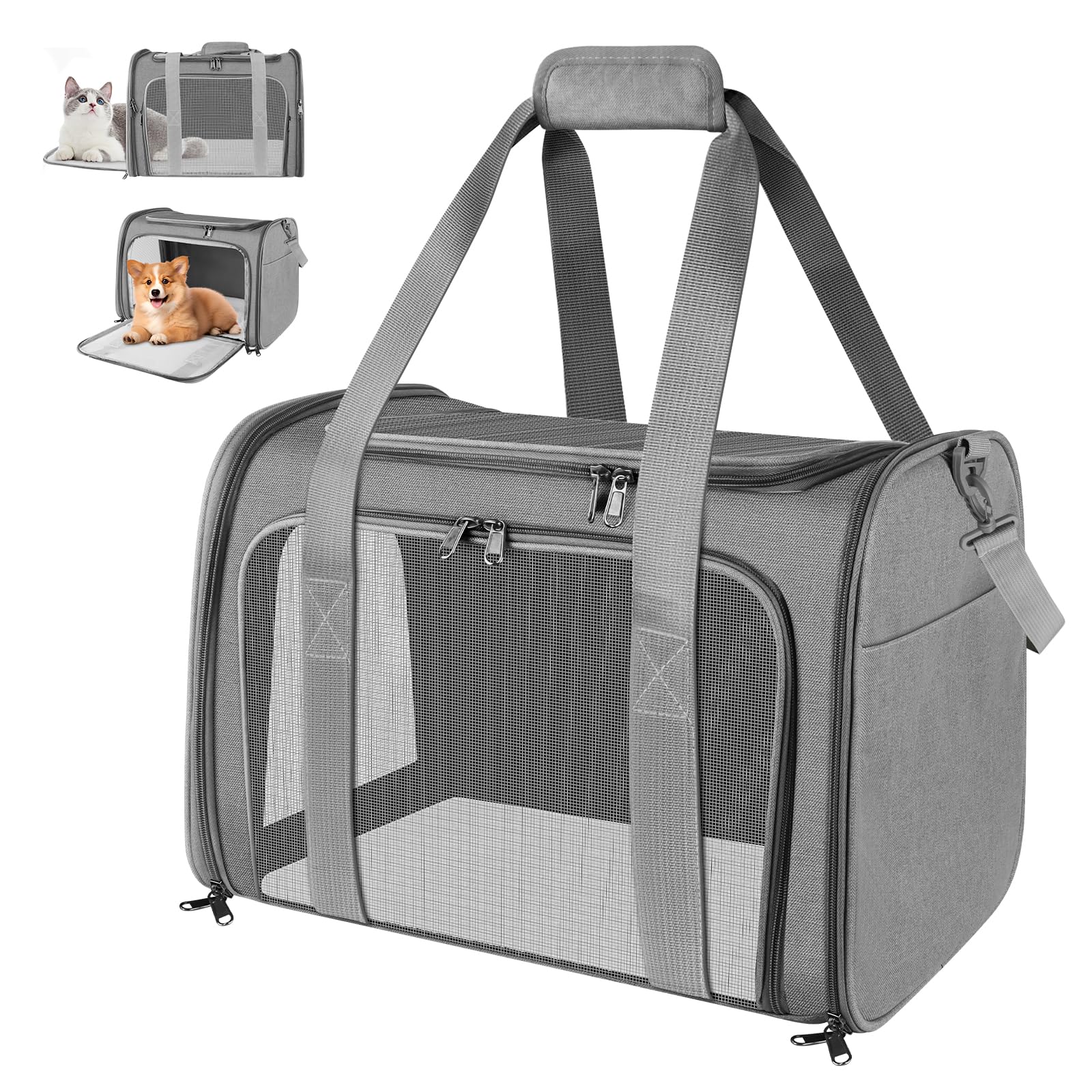 NVIYAM Transporttasche 45x30x30 cm – Faltbar & Atmungsaktiv für Katzen & kleine Hunde
