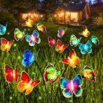 TZEKING Schmetterling Solarleuchten 2er Set mit 14 LED & Farbwechsel – IP65 Gartenleuchten