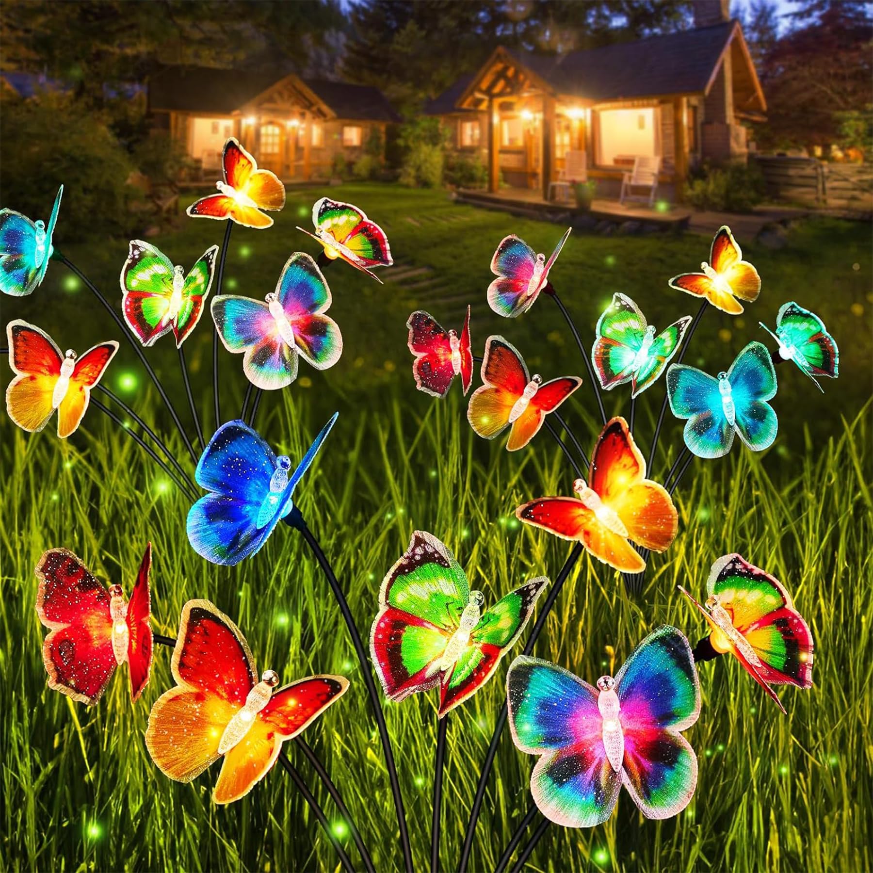 TZEKING Schmetterling Solarleuchten 2er Set mit 14 LED & Farbwechsel – IP65 Gartenleuchten