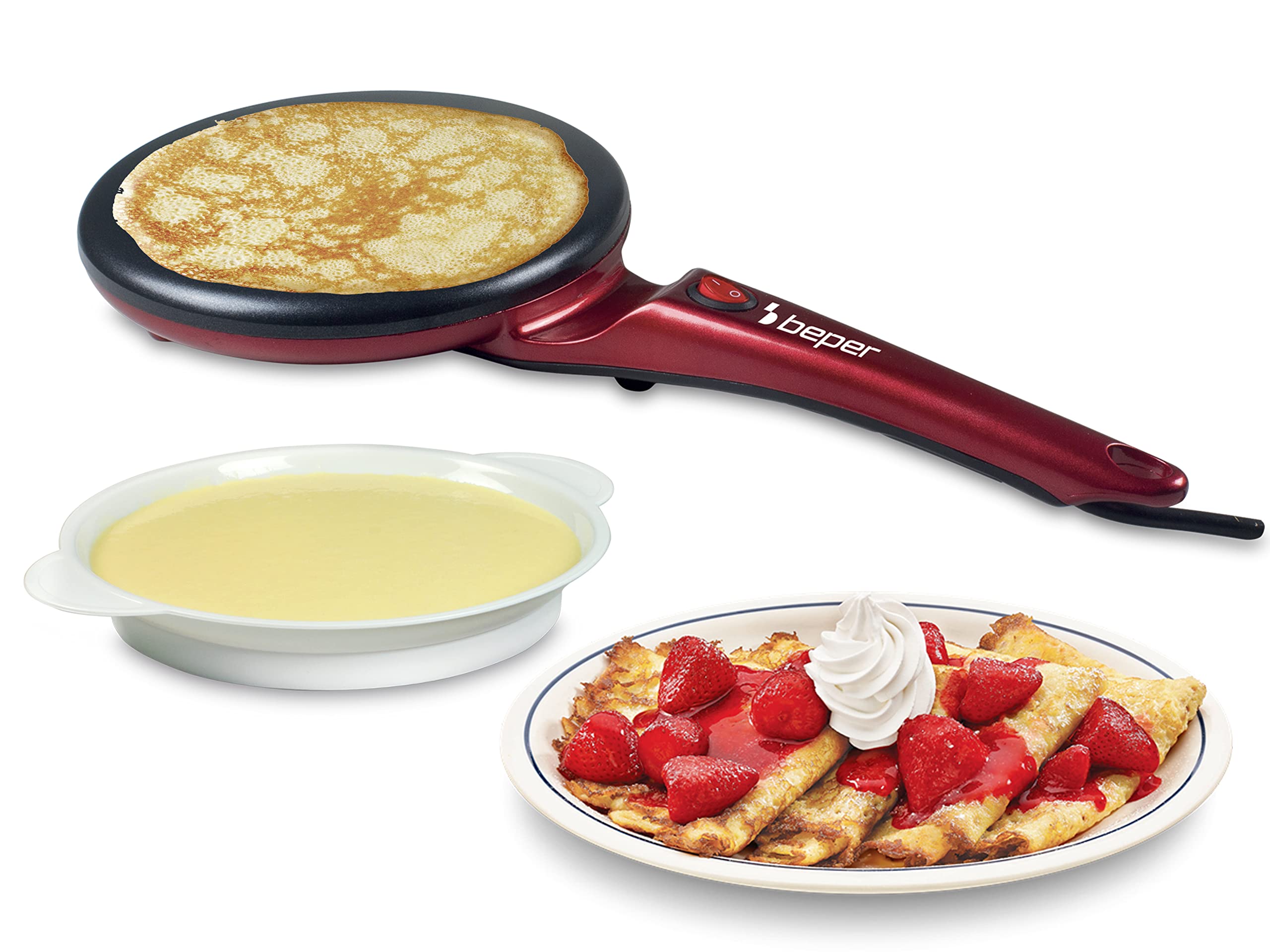 BEPER BT.710Y Elektrischer Crêpe-Maker 800W – Antihaftplatte für perfekte Crêpes