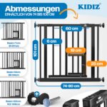 Kidiz Treppenschutzgitter 74-80 cm mit Katzenklappe – Absperrgitter ohne Bohren – Bild 2