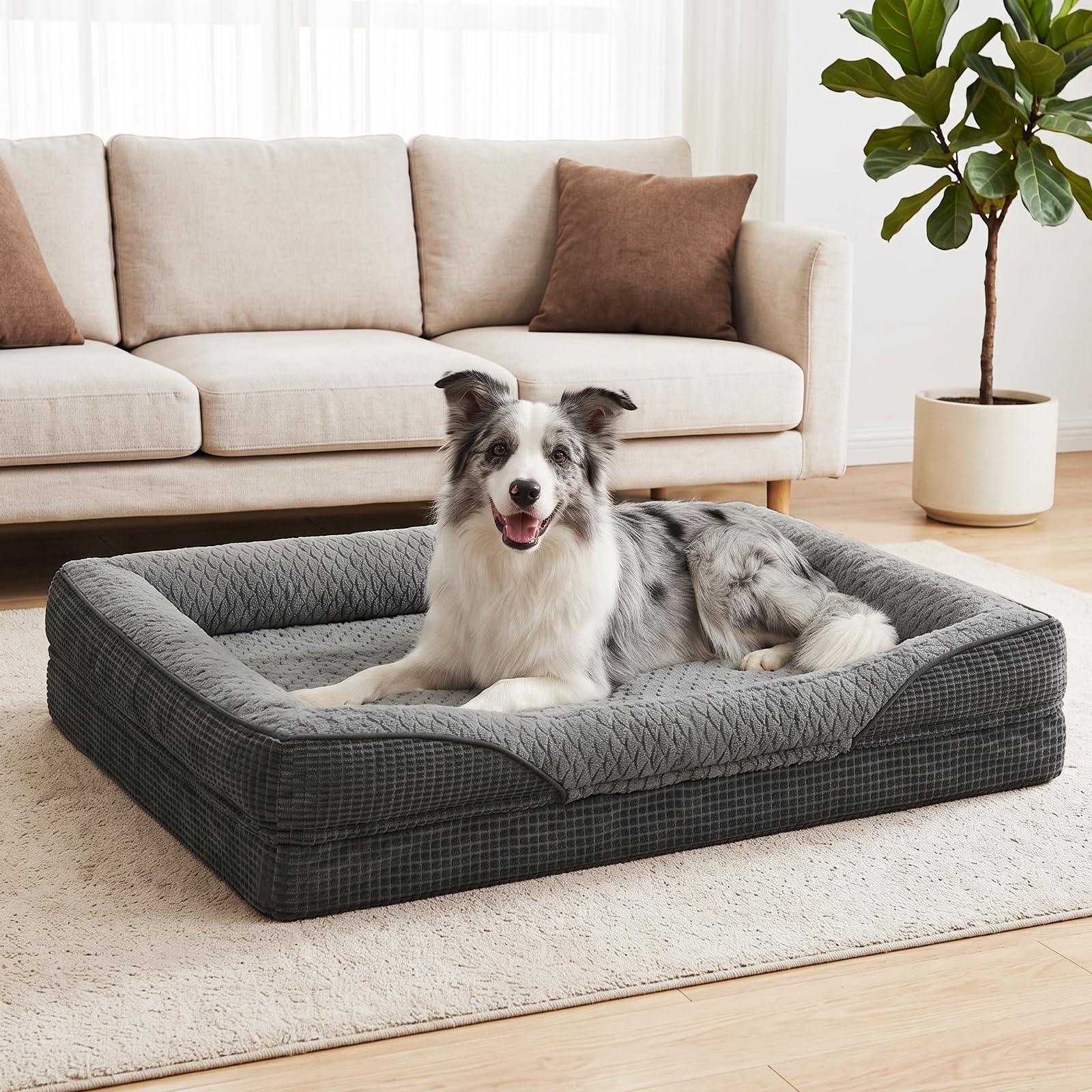FURTIME Orthopädisches Hundebett 89x64cm – Memory Foam für Mittelgrosse Hunde