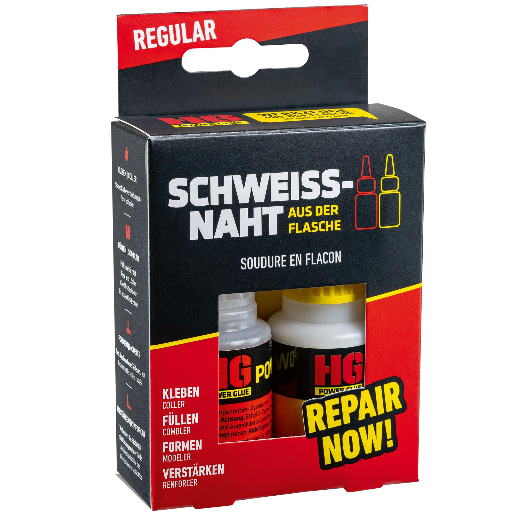 HG Power Glue Schweissnaht 60g Set – Zweikomponentenkleber für dauerhafte Reparaturen