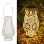 Orientalische Solar-Laterne Metall Weiss – IP65 Wasserdicht für Garten, Balkon & Terrasse
