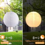 Bawoo Solar Lampions 20 cm – 4er Set Warmweiss Solarlaterne Wasserdicht für Garten – Bild 4