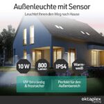 Oktaplex Ambo LED Aussenlampe mit Bewegungsmelder 10W 800lm IP54 – Warmweiss – Bild 2