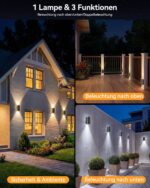 TECKNET Solar Wandleuchten 4er Set – Up & Down Beleuchtung IP67 wasserdicht für Garten – Bild 6