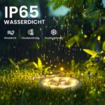 Solpex 6er Set Solar Bodenleuchten mit 8 LEDs – Warmweisse Gartenbeleuchtung IP65 wasserdicht – Bild 3