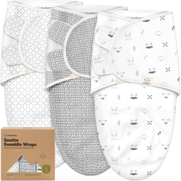 KeaBabies 3er-Pack Bio-Pucksack 0-3 Monate – Ergonomischer Babyschlafsack aus Bio-Baumwolle