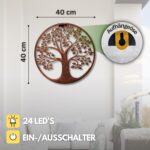 Schauer LED Solar Wanddeko Lebensbaum 40 cm – Metallkunst mit warmweisser Beleuchtung – Bild 4