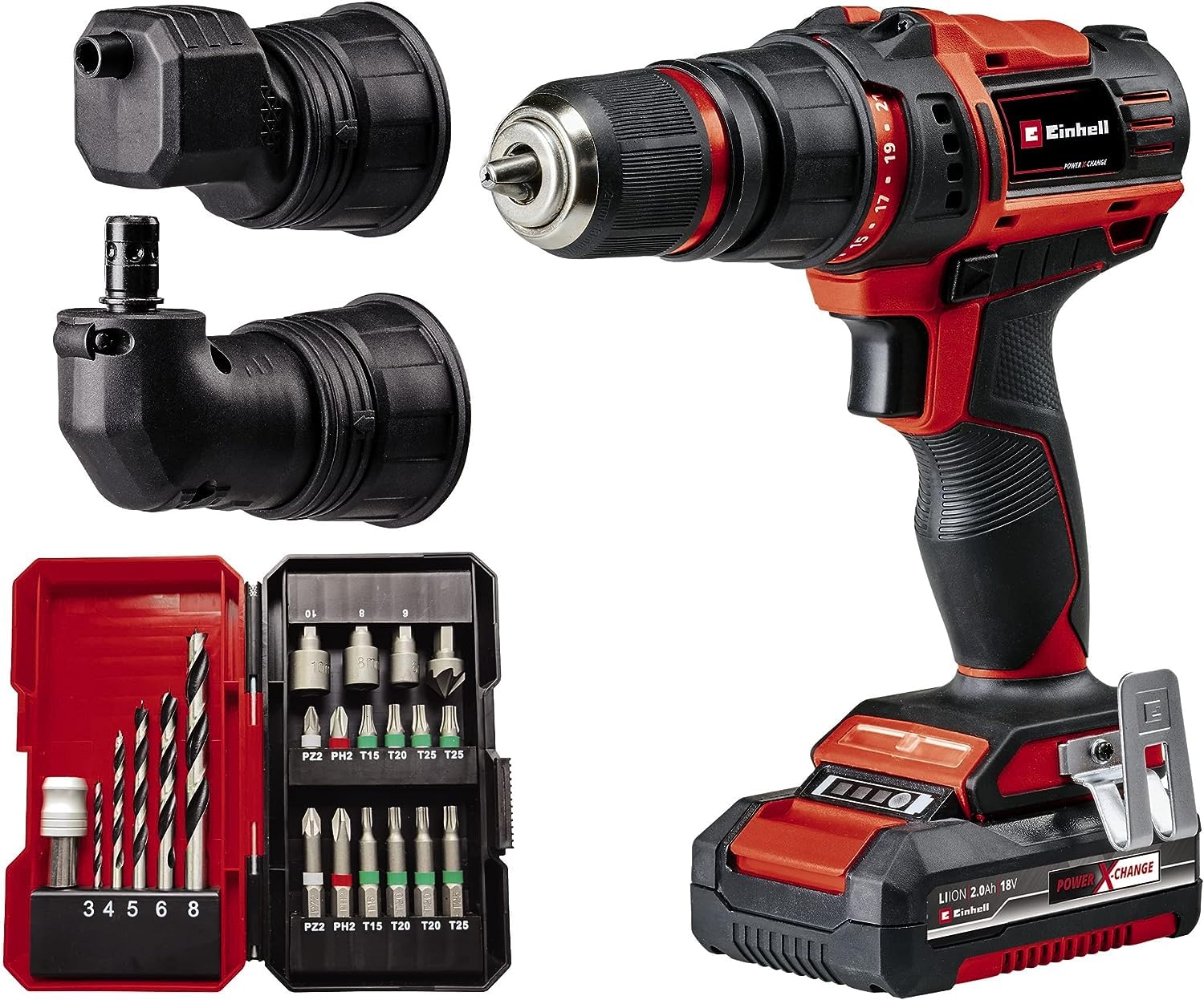 Einhell Akku-Bohrschrauber TE-CD 18/45 3X-Li+22 – 45 Nm Power X-Change System