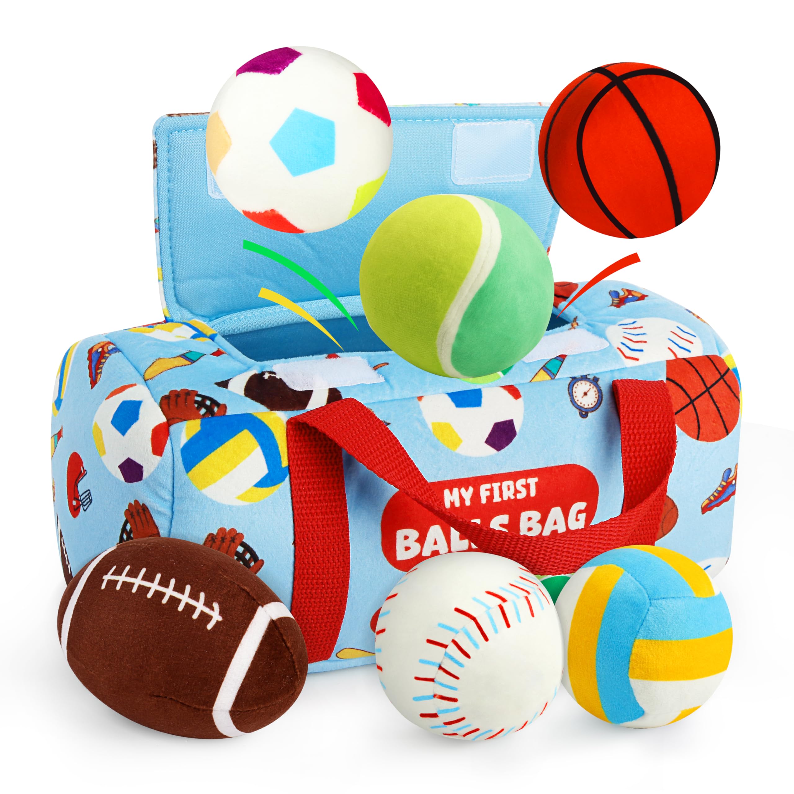 Vanmor Sensory Sports Balls – 6er Sensorik-Set mit Reisetasche für Babys ab 3 Monaten