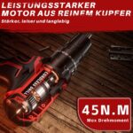 Olubfdh 21V Akkuschrauber mit 2×2000mAh Akku – 45Nm Drehmoment für Heimwerker – Bild 2