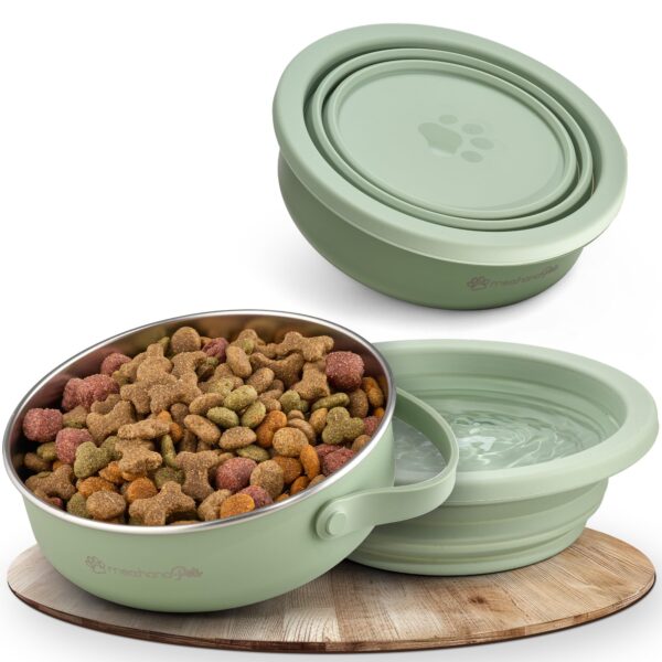 mea:hana Futternapf 900ml mit Silikondeckel – Edelstahl Reisenapf für Hunde & Katzen