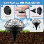 Shuniu Solar Bodenleuchten 12er Set mit 8 LEDs – Warmweiss Gartenbeleuchtung IP65 – Bild 3