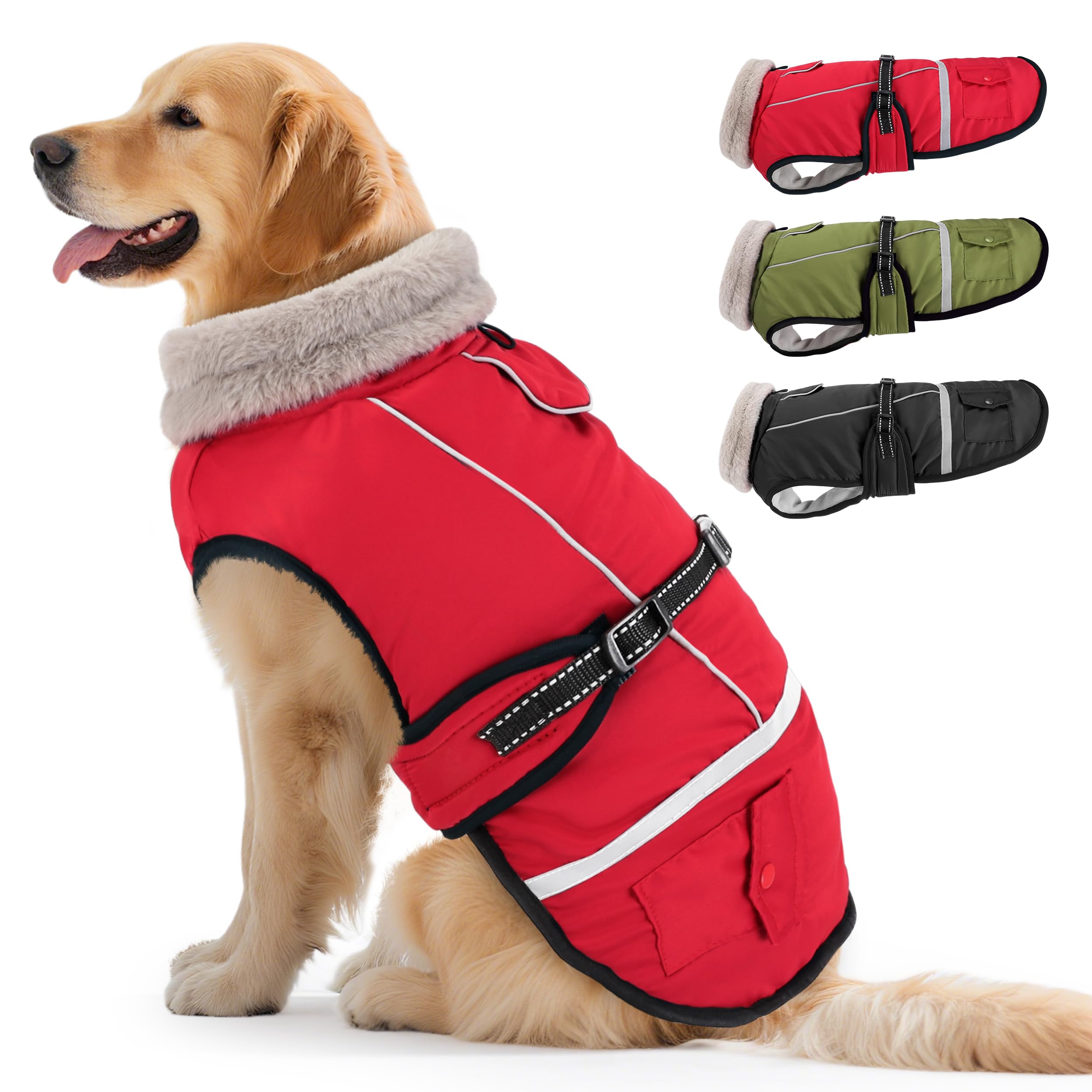 Woiil Hundemantel XL Wintermantel wasserdicht – Wärmeschutz für grosse Hunde