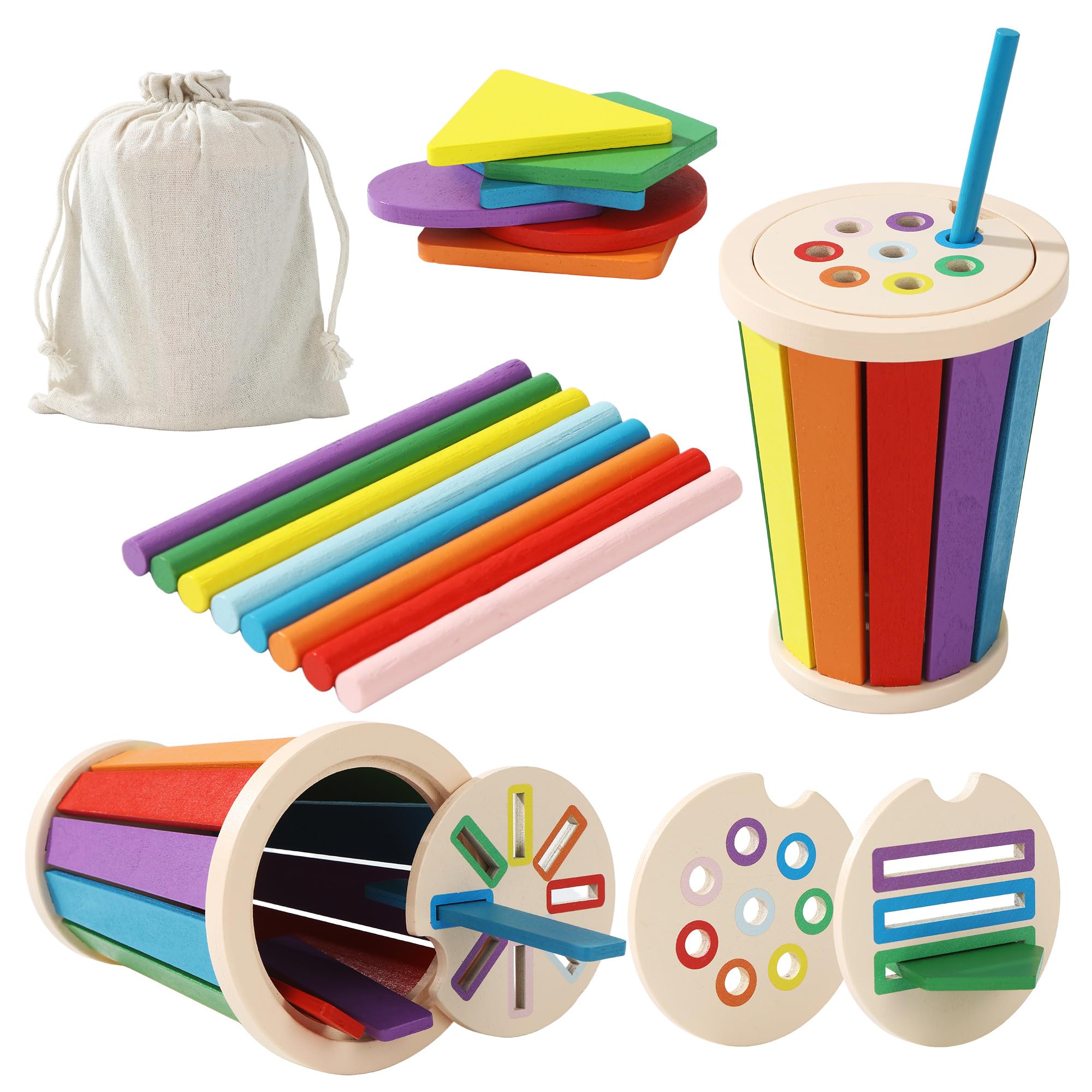 8177A7SO38L._SY2000_.jpg CAIXINYI Montessori Holzspielzeug ab 1 Jahr – Farb- & Formensortierspiel für Babys – Bild 1