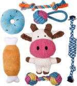 Toozey Hundespielzeug 7er Set für kleine Hunde – Kauspielzeug & Quietschspielzeug aus Naturbaumwolle