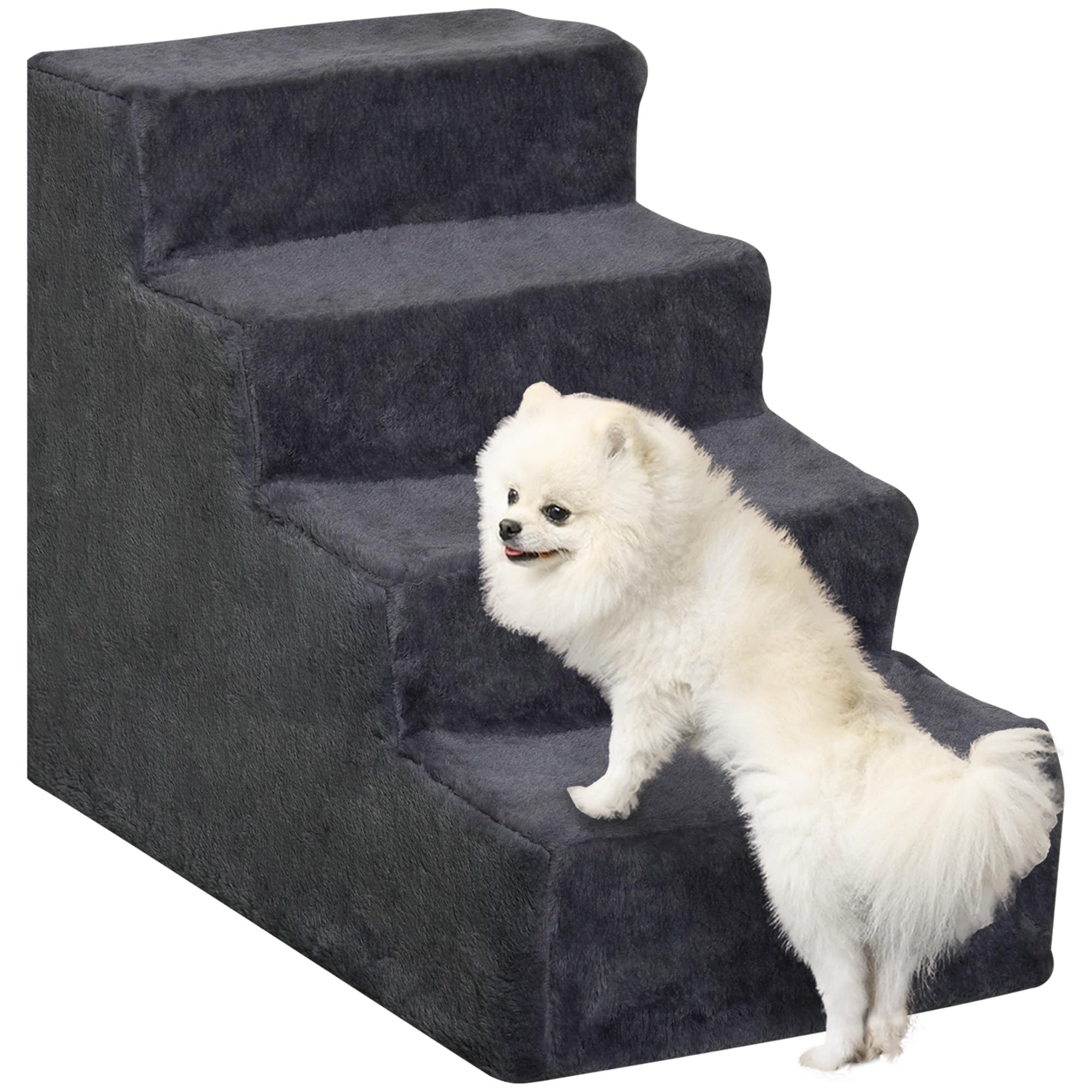 PawHut Hundetreppe 4 Stufen 44 cm – Einstiegshilfe für kleine Haustiere mit waschbarem Bezug