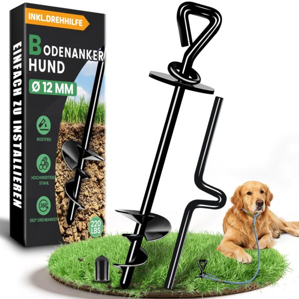 Bodenanker Hund ø 12mm – Erdanker bis 220 lbs für grosse Rassen