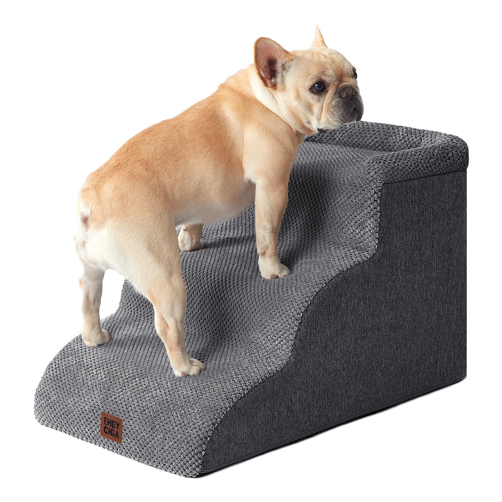 EHEYCIGA Hundetreppe 35 cm mit 3 Stufen – Gelenkschonend für kleine Hunde & Katzen