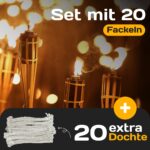 STAR-LINE 20er Set Bambus-Gartenfackeln 90cm – Nachfüllbar mit 20 Dochten – Bild 5