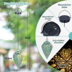 2er Set Solarlaterne Hängend Olivenform – Orientalische Gartenlampe mit Vintage-Muster IP65 – Bild 6
