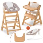 hauck Alpha Move Hochstuhl Newborn Set – 5in1 Mitwachsender Holzhochstuhl mit 2in1 Bouncer ab Geburt bis 90 kg