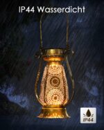 2er Set Solar Laternen Görvitor – IP44 Wasserdicht, Orientalisches Design, Warmweiss LED für Garten – Bild 6