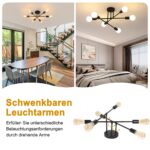 KANQIAO 6-flammige Deckenlampe Schwarz E27 – Vintage Deckenleuchte für Wohnzimmer & Esszimmer – Bild 3
