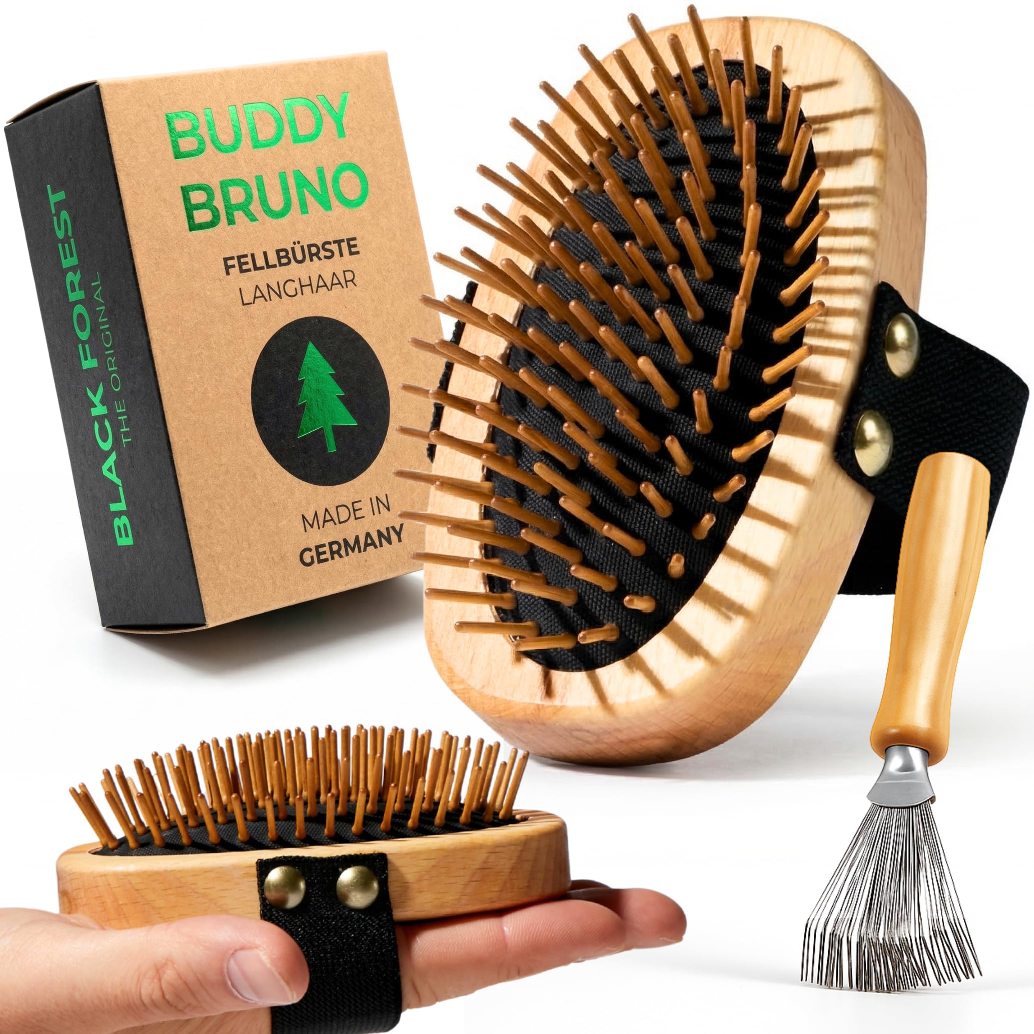 BUDDY BRUNO Hundebürste Langhaar mit Naturborsten – Entfilzungsbürste Made in Germany