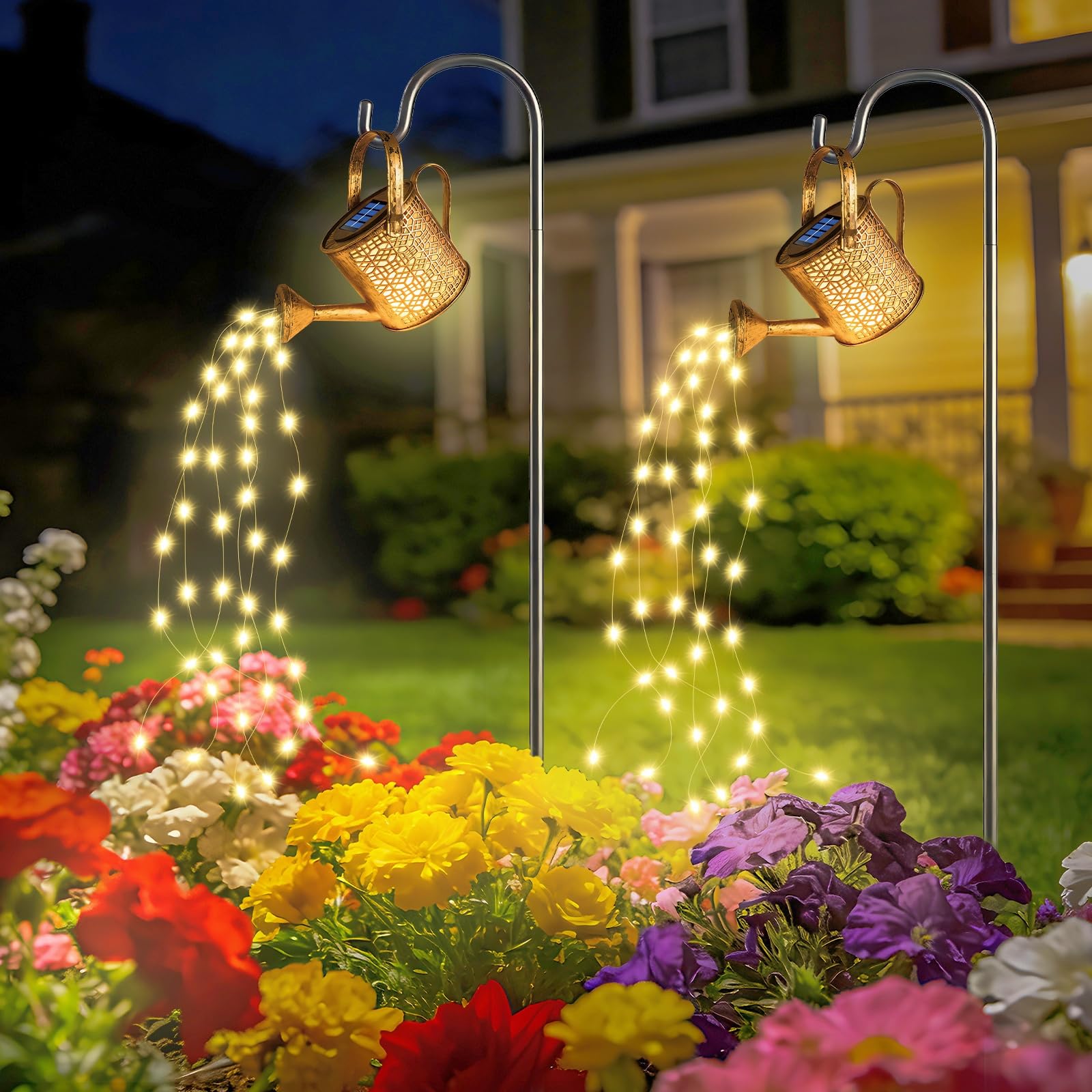 Forlivese Solar Gießkanne mit Lichterkette, 2er Set – Warmweisse LED Gartenleuchte IP65