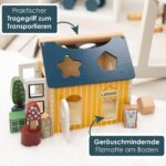 HEJ LØNNE Holz Steckhaus mit 12 Bausteinen – Montessori Motorikspielzeug ab 1 Jahr – Bild 5