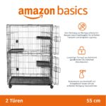 Amazon Basics Katzenkäfig 3-Ebenen 91x57x129 cm – Stabiler Katzenhaus mit Rollen – Bild 2