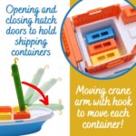 Toyland® 41cm Frachtschiff mit Kran & 6 Containern – Schwimmendes Wasserspielzeug für Kinder ab 3 – Bild 3