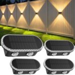 Hiromeco 4er-Set Solar Wandleuchten mit Up&Down-Licht – IP65 wasserdicht für Garten