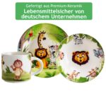 MIAMIO Kindergeschirr Set 3-teilig Keramik – Dschungel-Design, spülmaschinenfest – Bild 6
