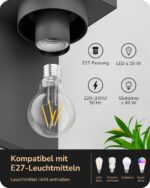 EDISHINE Außenwandleuchte E27 IP44 – Anthrazit Aluminiumgehäuse für Haustür & Garage – Bild 2