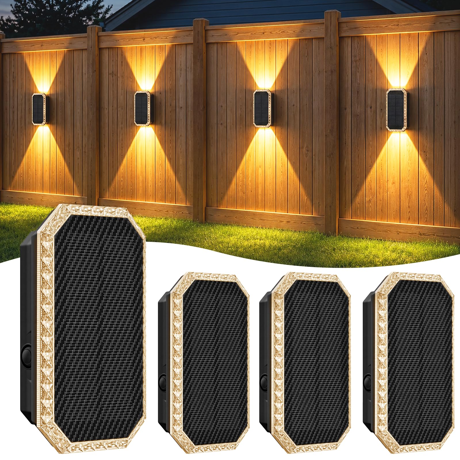 TECKNET Solar Wandleuchten 4er Set – Up & Down Beleuchtung IP67 wasserdicht für Garten