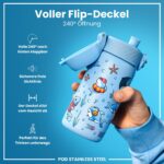 ion8 Kinder Trinkflasche 400ml Edelstahl – Auslaufsicher mit Einhandöffnung – Bild 4