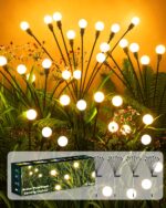 AdalyRoma Solarleuchten 4er-Set mit 32 LED – Glühwürmchen-Gartendeko IP65 wasserdicht