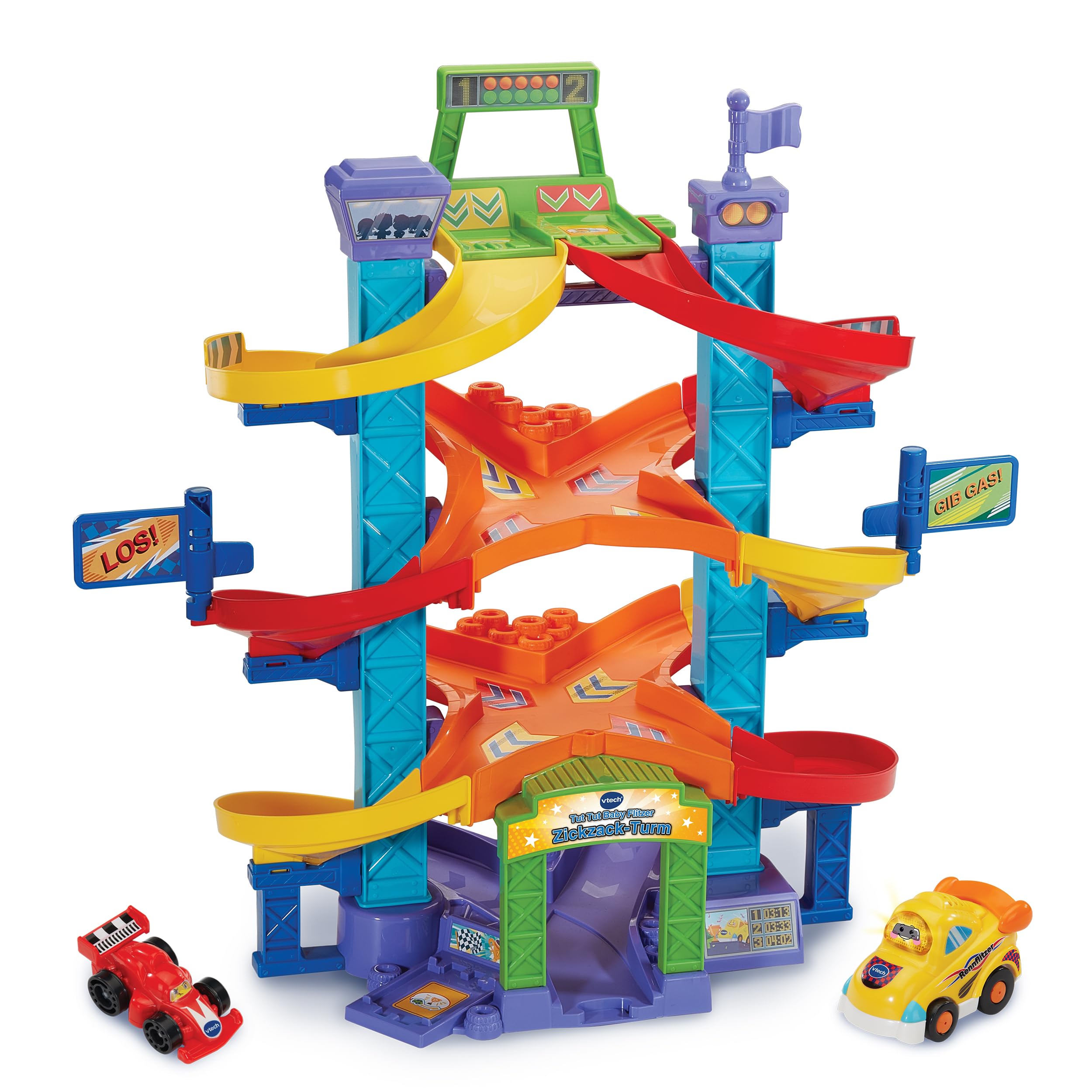 VTech Baby TUT TUT Flitzer Zickzack-Turm – Interaktives Rennbahn-Spielset für Kleinkinder